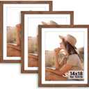 HLiWEGNS Light Walnut 14x18 Frame Set of 3 - Rustic Woodgrain 14 x 18 Poster Frame for Pictures 12x16 with Mat or 14x18 Picture Frame Without Mat for Wall Gallery Display - Ideal Christmas Day