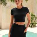 UNIANKIYA Summer Two Piece Skirt Set for Women Running Matching Workout Set Athletic Skort Sets Women 2 Piece Outfits 2026 (Black, L)