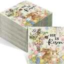 Crtiin 100 Pack Easter Napkins He is Risen Easter Cocktail Napkins Watercolor Seasonal Bunny Rabbits Eggs Paper Disposable Hand Towels for Bathroom Tea Party Bridal Shower, Baby Shower, Birthday