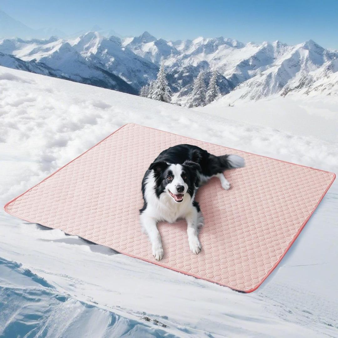 Soulbond Cooling Mat for Extra Large Dogs - 60"x80" Washable Cooling Pad for Puppy, QMAX>0.3, Anti-Slip Bottom, Portable Summer Pet Cool Kennel Bed Pad for Outdoor/Indoor/Cars/Travel Use, Pink