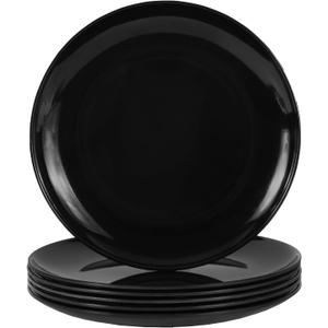 11" Melamine Dinner Plates - 6pcs Round Serving Dishes for Salad, Dessert, Steak, Pasta, Break-resistant and Dishwasher Safe (Black)