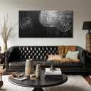 Modern Wall Pictures for Living Room Black and Silver Abstract Canvas Art Wall Decor for Dining Room Large Wall Canvas for Office Size 29 x 58 Inch