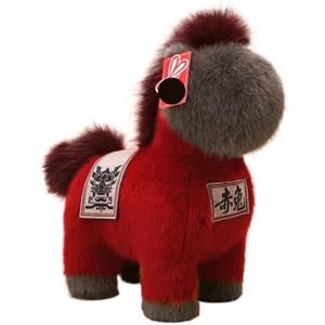 HUFFA Adorable Year of The Horse Mascot Doll - Stuffed Toy for New Year Celebrations - Red Rabbit Zodiac Horse Plush Toy(Red[redrabbit],14 inches)