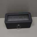 ROTHWELL 4 Slot Leather Watch Box with Valet Drawer - Luxury Case Display Jewelry Organizer, Locking Display Case Holder with Real Glass Top - Watch Box Organizer for Men & Women (Carbon)