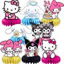 8Pcs Kawaii and Friends Honeycomb Table Centerpiece,Cats and Friends Birthday Party Supplies Table Decorations for Kids Party Decorations