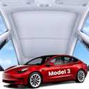 REEVAA 2025 Upgrade Tesla Model 3 Sunshade Roof [No Gaps, No-Sagging] Tesla 3 Accessories Heat Insulation Foldable Glass Sunroof Cover for Model 3 2020-2025 Highland, 2PCS, Gray