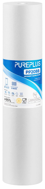 PUREPLUS 5 Micron 20" x 4.5" Whole House Sediment Home Water Filter Replacement Cartridge, Compatible with DGD-5005-20, FPMB5-20, AP810-2, 155358-43, SDC-45-2005, 2PP20BB1M, P5-20BB, FP25B, Pack Of 1