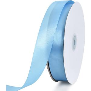 TONIFUL 1 Inch x 100yds Sky Blue Satin Ribbon, Thin Solid Color Satin Ribbon for Gift Wrapping, Crafts, Hair Bows Making, Wedding Party Decoration, Invitation Cards, Floral Bouquets