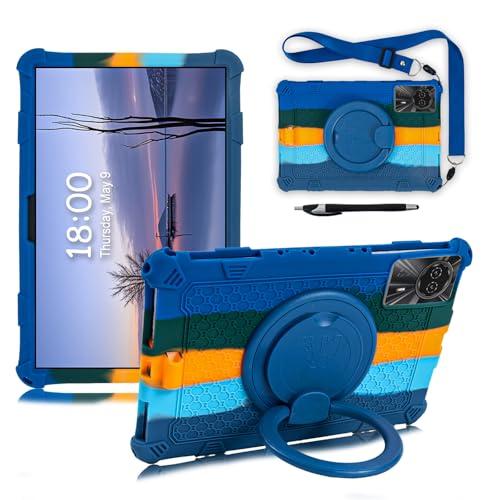 GIVEITALL Universal 11 inch Tablet case for Blackview 90 WiFi/DOOGEE U11/T30 Pro/T30 SE Soft Silicone Kids Case for Honor Pad X8A/Redmi Pad SE/Samsung Galaxy Tab S9 11 inch Tablet with Stand (Blue)