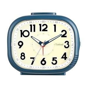 Tinload Loud Alarm Clock for Heavy Sleepers Adults, Silent No Ticking, Battery Operated, Glow in Dark dial, Lighted on Demand and Snooze(Blue)