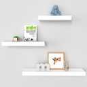 Ballucci Modern Floating Wall Shelves, Set of 3 Wood Wall Mount Ledges for Living Room, Bedroom, Nursery, Bathroom, Kitchen, Office; 12", 16", 24" - White