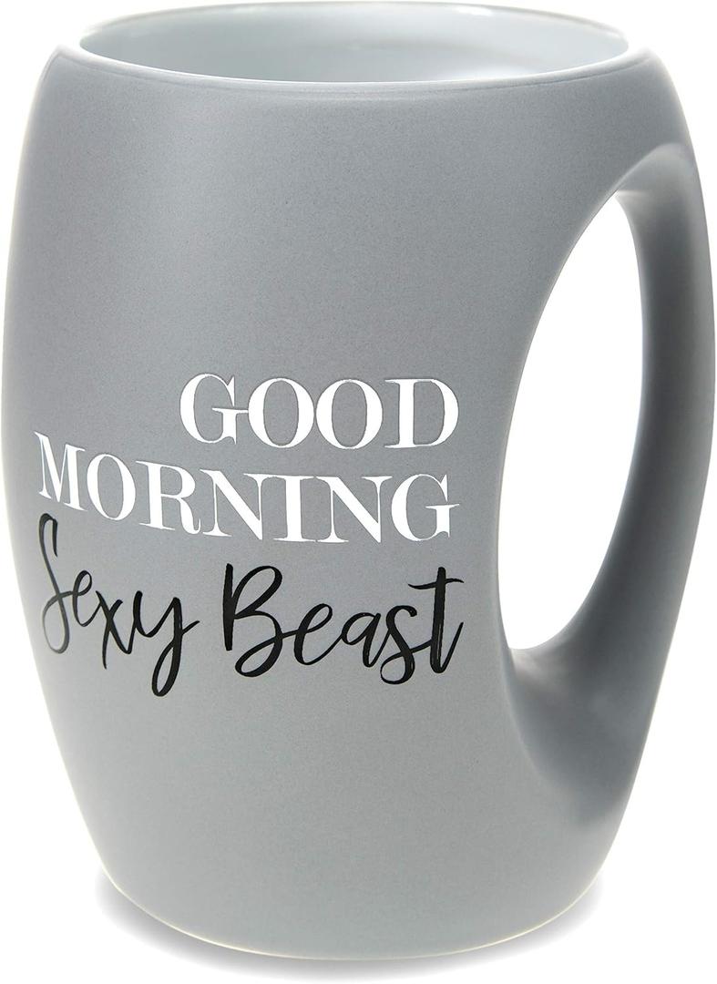 Good Morning Sexy Beast - 16 Oz Stoneware Huggable Coffee Cup Mug (Gray)