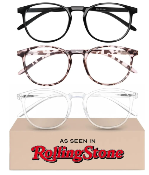 IBOANN Chic & Comfy Blue Light Glasses for Women  3Pack Round Frames, ScreenReady Style with UV Protection Coating