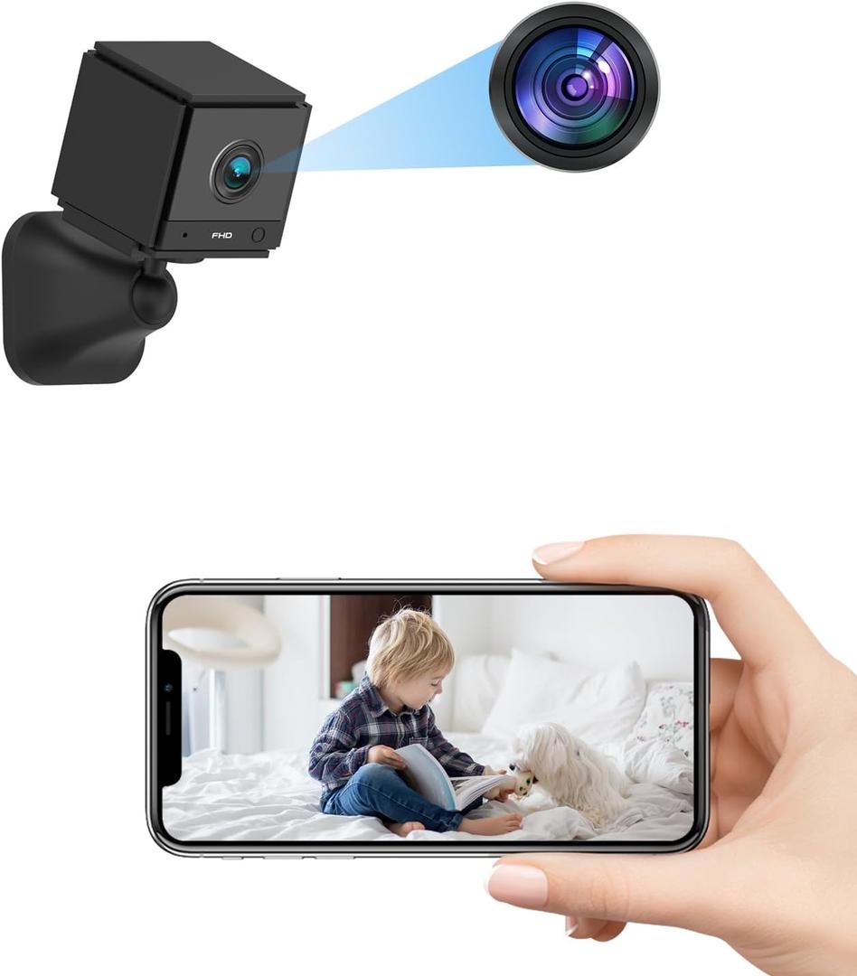 Smhawk Small Indoor Camera, 2K FHD WiFi Camera, Mini Home Security Camera, Cloud & SD Storage Security Camera, Motion Detection Alarm Device, Auto Night Vision, Upgraded Stable Stand; Black