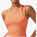 RUNNING GIRL Sports Bras for Women High Impact Seamless Ribbed Longline High Neck Workout Crop Tank Tops Padded, Size XL