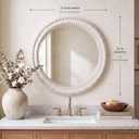 Nuanchu 24 Inch Wooden Round Mirror for Wall Boho Decor