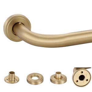 Mayrhyme Warm Gold Wrap Around Curtain Rod, 1 Inch Diameter, 28 to 120 Inch, Adjustable Blackout Curtain Rod with Zinc Alloy Double-deck Finials and Aluminum Center Brackets