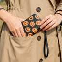 Halloween Pumpkin Wallet for Women, PU Faux Leather Zip Around Wallet with Wristlet, 12 Card Slots Large Capacity Credit Card Holder