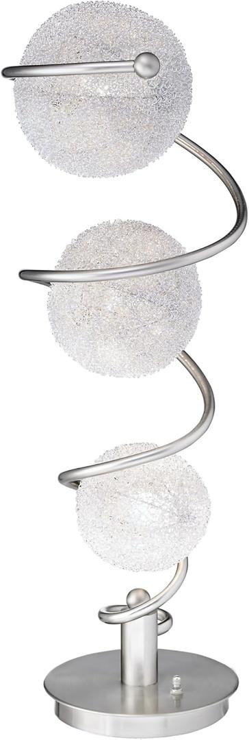 Benjara BM316692 28 in. Lila 3 Wire Wrapped Spheres Satin Nickel & Aluminium Table Lamp