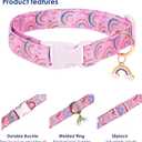 Cute Dog Collar Rainbow Pattern for Boys and Girls Holiday Dog Collars Summer Fall Gift Adjustable for Small to Medium Breed Dogs (Rainbow, S)
