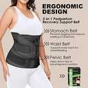 3 in 1 Postpartum Belly Band Wrap Support Recovery Girdles Abdominer Binder Post Surgery Belly&Waist&Pelvis Support Belt & Back Brace (Black, XX-Large)