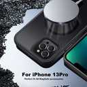 3 x Gyizho Magnetic Case for iPhone 13 Pro Case, [Military Grade Drop Tested] [Compatible with MagSafe] Slim Protective Cover, Translucent Matte Shockproof Case 13 Pro Phone Case 6.1", Black