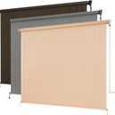 Outdoor Roller Shade, Exterior Cordless Patio Roll Up Blinds with Splicing Design, Cordless Shade Cloth Roll Blinds for Porch Gazebo Pergola Balcony Backyard (6' W x 8' H, Sesame)