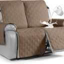 VANSOFY Waterproof Recliner Couch Covers, Sofa Covers 1-Piece Washable Reclining Sofa Cover Non-Slip Furniture Protector with Elastic Straps Pocket for Dogs, Pets(Light Brown,2 Seater)
