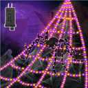 Spider Webs Halloween Decorations Lights - 550 LEDs Outdoor Giant Halloween Decor Lights with16.4ft,4ft Spider,8 Modes,Waterproof&Timer for Yard Porch Garden,Outside Party (with Spider)