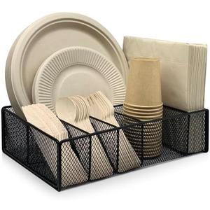Dysanvica Metal Paper Plate Holder - Utensil Silverware Caddy for Kitchen Counter Cabinet Cutlery Flatware Organizer Storage Dispenser Box for Plastic Spoon Fork Plates Napkins Cup Party Camping Black Dysanvica Metal Paper Plate Holder - Utensil Silverware Caddy for Kitchen Counter Cabinet Cutlery Flatware Organizer Storage Dispenser Box for Plastic Spoon Fork Plates Napkins Cup Party Camping Black
