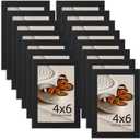 Memory Island 4x6 Photo Frames for Wall and Tabletop Display, 4 by 6 Black Picture Frames with HD Plexiglass, Set of 15