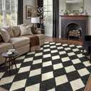 PureCozy Machine Washable 6x9 Area Rugs for Living Room Modern Soft Black and White Checkered Rug Non-Slip Low Pile Accent Indoor Office Carpet for Bedroom Dining Room Nursery Classroom