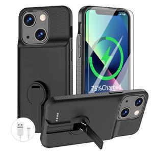 Battery Case for iPhone 13/13 Pro/14/14 Pro, Charging Case with Stand 7000mAh Rechargeable Ultra-Slim Anti-Fall Protection Extended Charger Cover for iPhone 14/14Pro/13/13 Pro Battery Case 6.1" Black