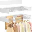 SONGMICS Wall Mounted Drying Rack, Clothes Drying Rack Foldable, 31.5 Inches Wide Laundry Clothes Airer with Wall Template, 5 Fold-Out Aluminum Alloy Bars, Indoor, Matte White ULLR809WE01