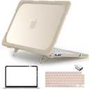 Batianda Heavy Duty Case for MacBook Neo 13 inch 2026 Release Model A3404 A18 Pro Chip, Ergonomic Foldable Kickstand (Holds 22lbs) Matte Translucent Shockproof Cover, Rock Gray