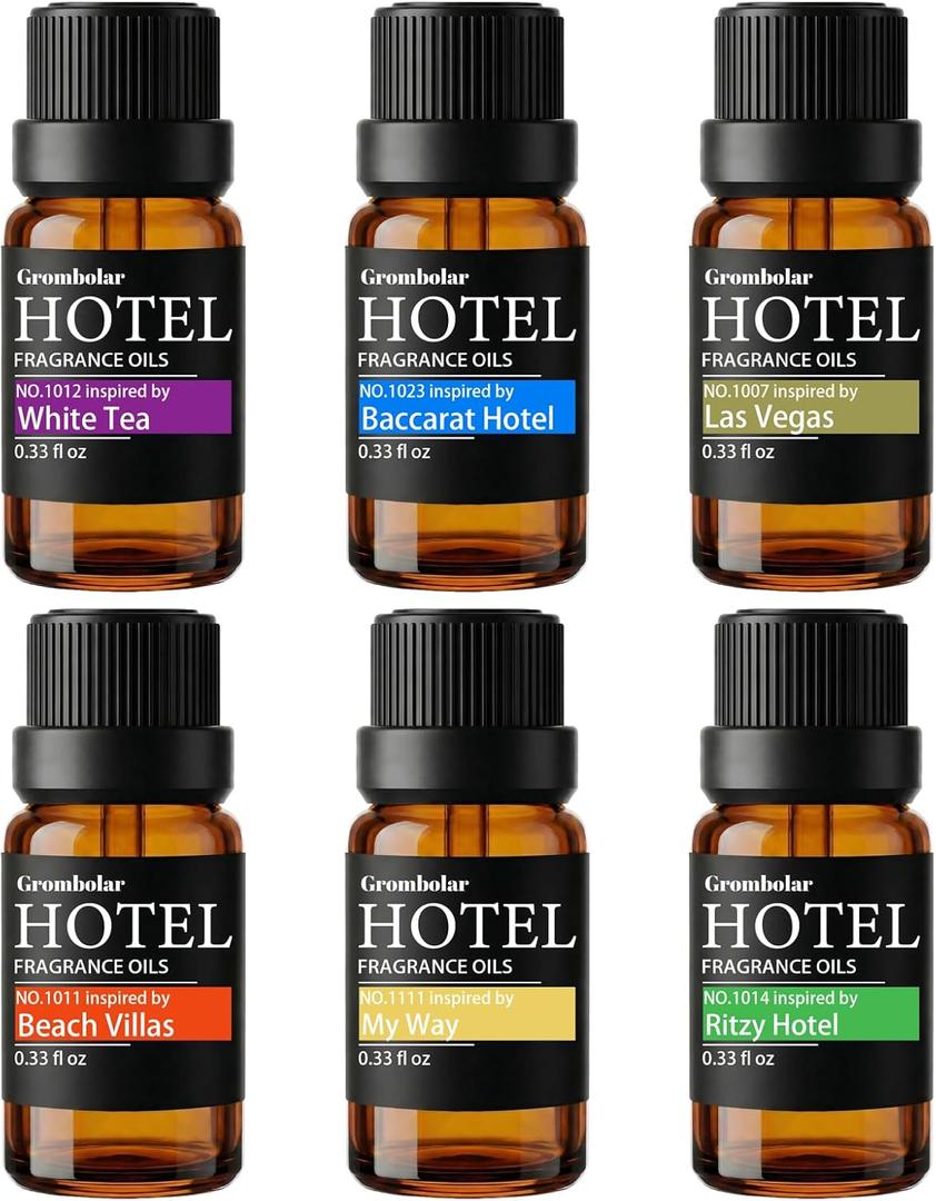 Essential Oils Set-Hotel Collection Diffuser Oil Gift Set,Premium Essential Oil for Diffusers, Home Care, Fragrance, Humidifiers (2.0 Fl Oz (6 x 0.34 Fl Oz))