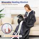 Wearable Heated Blanket with Foot Pocket, Electric Wearable Throw Blanket with Sleeves, Hood, Portable Heated Blanket with 8 Heat Settings, 1-10 Hours Auto Shut-off, Gift for Family, Friends, 50*70"