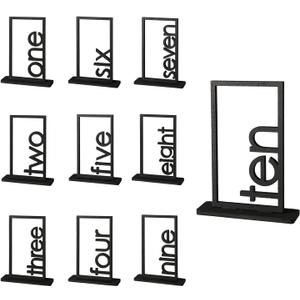 DAOLA Wooden Table Numbers 1-10 - Wedding Table Number Signs with Holder Perfect for Party Events and Catering Reception (Black 1&10)