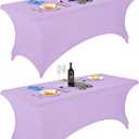 FORLIFE 2Pack Spandex Table CoversFitted Tablecloth for Rectangular Tables, Stretch Patio Table Covers, Universal Spandex Table Cover for Wedding, Banquet, Party (6ft, Lavender) (72" x 30" (Rectangle) 2PACK)