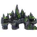SiissaPeksid Large Fish Tank Decorations - Mountain View Aquarium Ornament with Tree House Cave Bridge, Large