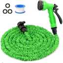 iminuo Expandable Garden Hose 50FT : Lightweight Flexible Water Pipe with 7 Function Hose Spray Nozzle and Upgraded Latex Core, Easy to Storage for Gardening Outdoor Pet Washing, Green