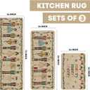 Artoid Mode Watercolor Nutcrackers Merry Christmas Decorative Kitchen Mats Set of 3, Home Party Low-Profile Kitchen Rugs - 24"x35"+24"x59"+24"x72" (Beige)