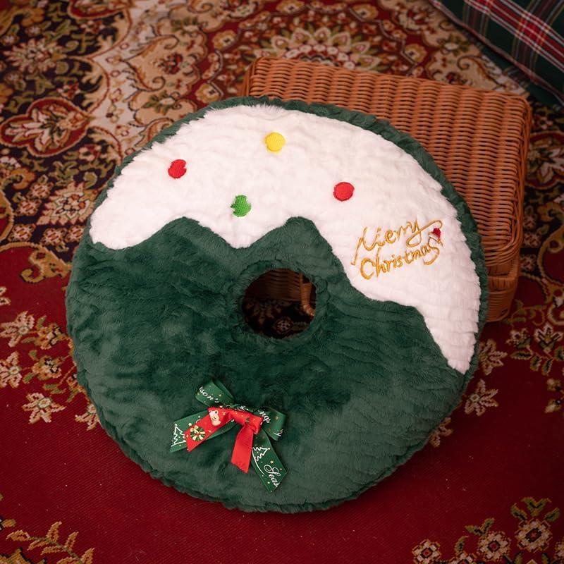 TICHA Christmas Plush Christmas Decorations Throw Pillow (16-18 Inch) - Super Soft Stuffed Animal Plush, Fluffy Holiday Decor, Couch Bed Pillow Gift (Christmas Wreath)