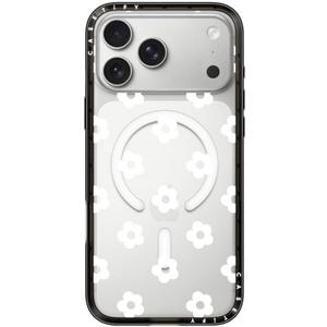 CASETiFY Compact Magsafe iPhone 17 Pro Max Case [Lightweight/Slim Fit/Compatible with Magsafe] - Ditsy Daisies - White - Clear Black