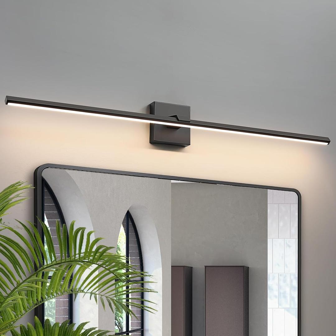 Modern Bathroom Lighting Fixtures Over Mirror - 39 Inch Black Bathroom Vanity Light Fixture 3500K Dimmable LED Vanity Light Bar for Bath Wall Sconce, 28W