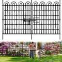 15 Panels Tall Garden Animal Barrier Fence with Gate, 33 in(H) X 36.8 ft(L) No Dig Decorative Garden Fence Outdoor for Yard, Heavy Duty Rustproof Metal Edging Border for Dog, Rabbits
