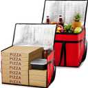 Maxcheck 2 Pcs Insulated Bags for Food Delivery XXXL Large Capacity Hot Grocery Tote Bag Reusable Warming Pizza Catering Carrier for Commercial Travel Lunch Shopping Gifts (Red)