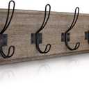 HBCY Creations Weathered Rustic Coat Rack Wall Mount with 5 Hooks, Solid Pine Wood 24 inch Wall Hooks for Entryway, Mudroom, Hallway, Bathroom - Vintage Farmhouse Style Wall Mounted Towel Rack