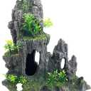 Aquarium Decoration Extra Large and Tall for Fish Tank Rock Thematic Ornaments Aquarium Mountain View Stone Ornaments Aquarium Decor Tree House Cave Fish Tank Decoration - Extra Large