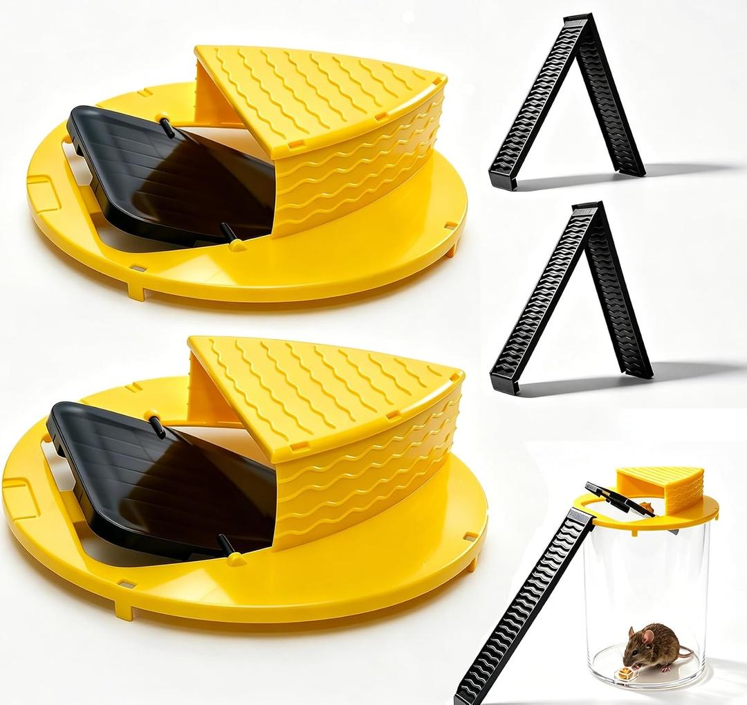 Upgraded Mouse Trap Bucket, 5 Gallon Mouse Bucket Trap Flip Lid, Reusable Rat Trap, Eco-Friendly Bucket Rat Trap, Mouse Traps Indoor for Home, Rat Traps Outdoor (Q-Yellow)